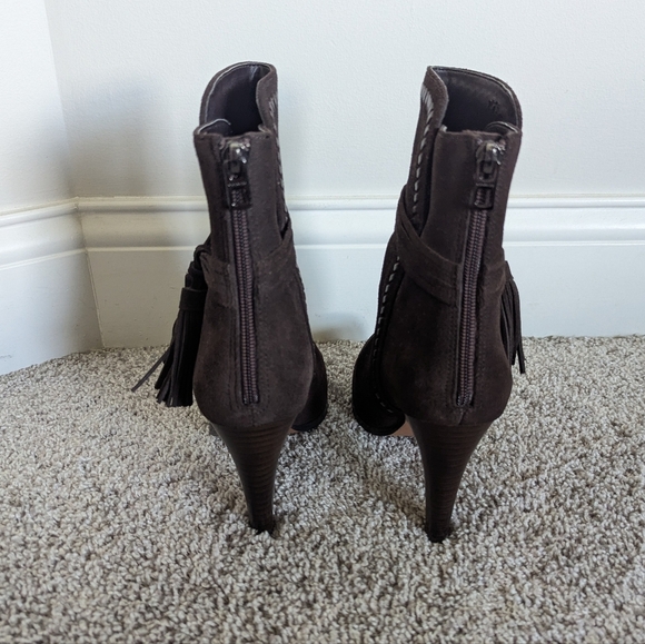Coach Jessie Suede Silky Nappa Tassel Chestnut Brown Boots sz 7 - Picture 5 of 11